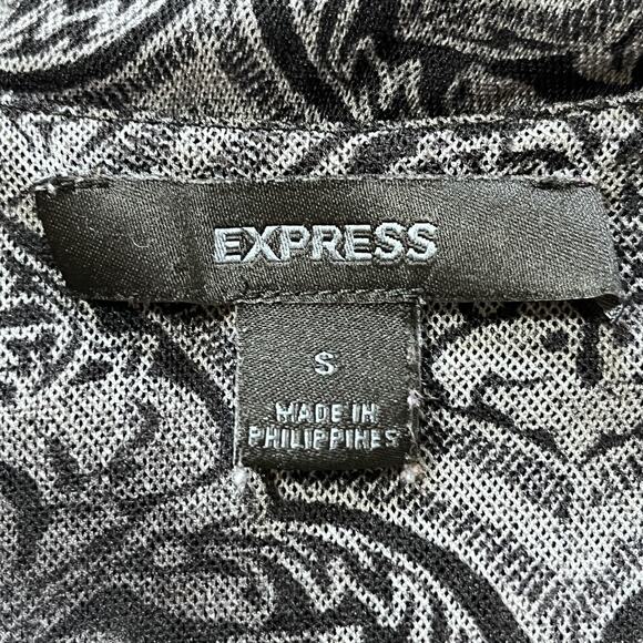 Express Y2K Shirt Womens Small Sheer Mico Mesh Damask Pattern Goth Babydoll Top - Picture 4 of 6